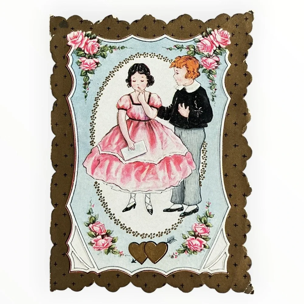 Antique Whitney Made Valentines Lot of 4 Die Cut Embossed Worcester Mass